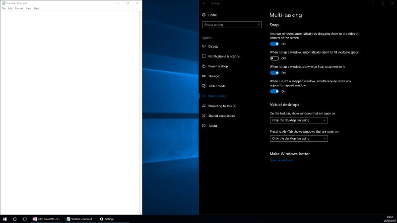 Windows10でアプリを画面にスナップする方法