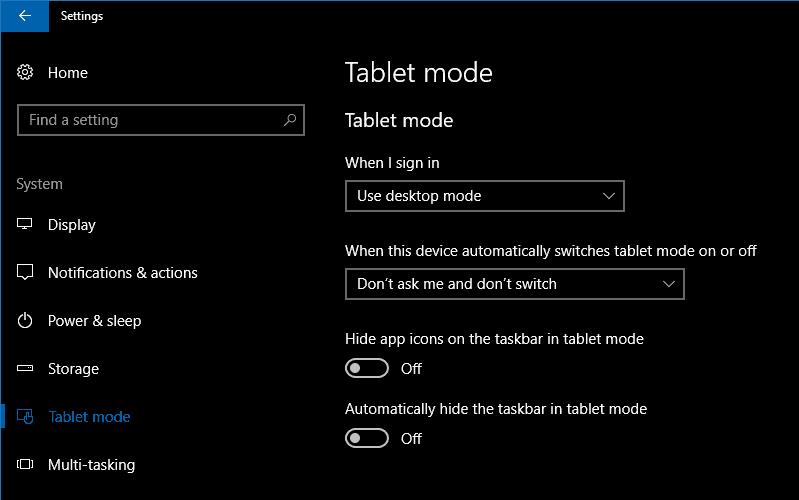 Windows10コンバーチブルでタブレットモードエクスペリエンスをカスタマイズする方法