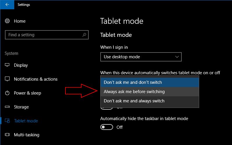 Windows10コンバーチブルでタブレットモードエクスペリエンスをカスタマイズする方法