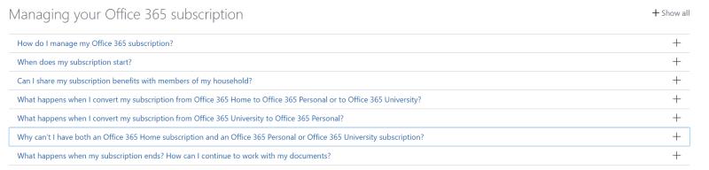 Office 365 구독을 Personal에서 Home으로 업그레이드