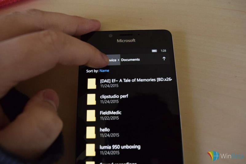 Buceando en el Explorador de archivos en Windows 10 Mobile con el Lumia 950