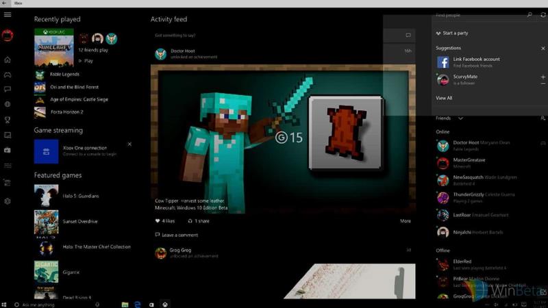 Kết nối Facebook của bạn với Xbox Live thông qua ứng dụng Xbox trên Windows 10