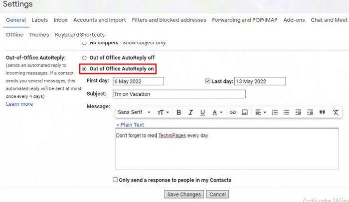 Como configurar uma resposta de férias no Gmail