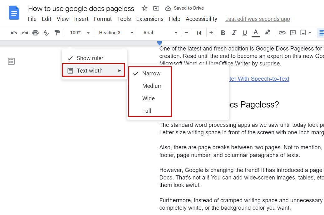最大限の集中力と共同作業のために Google Docs Pageless を使用する方法