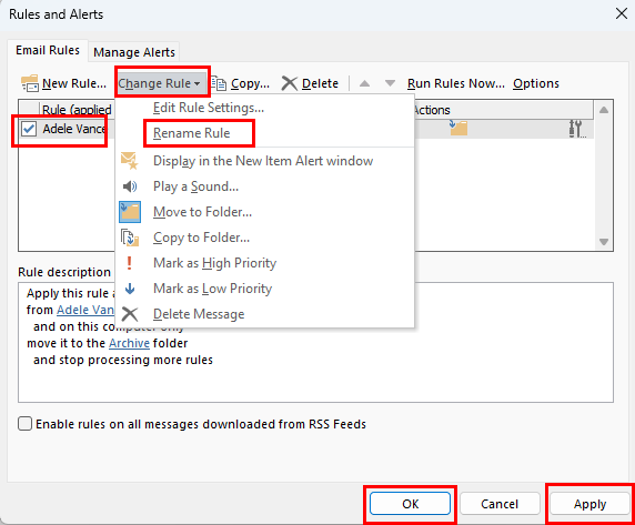 Comment réparer les règles Outlook ne sont pas prises en charge pour ce compte