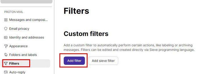 Comment créer un filtre ProtonMail