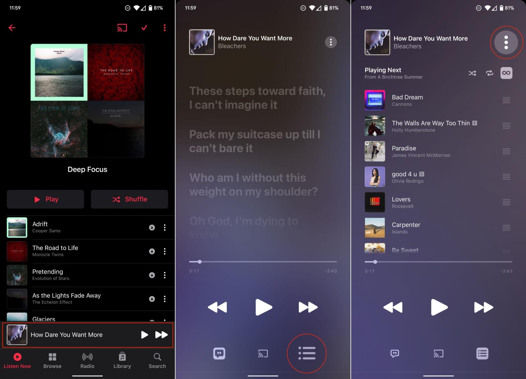 Comment définir une minuterie de mise en veille dans Apple Music sur Android