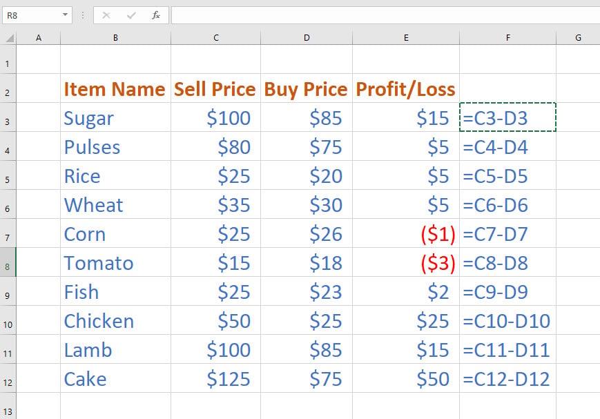 كيفية استخدام صيغة الطرح من Excel - أفضل 6 طرق