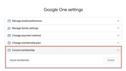 Cum să vă anulați abonamentul Google One