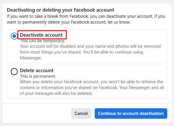 إلغاء تنشيط Facebook مقابل.  حذف: أيهما تختار ومتى؟