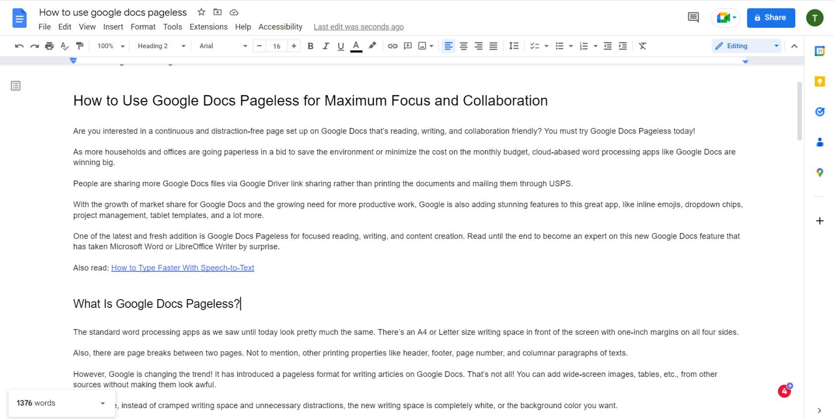 Come utilizzare Google Docs senza pagine per la massima attenzione e collaborazione