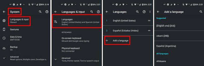 Android の言語を変更する方法
