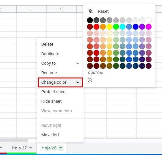 Google Sheets : comment colorer les onglets de code