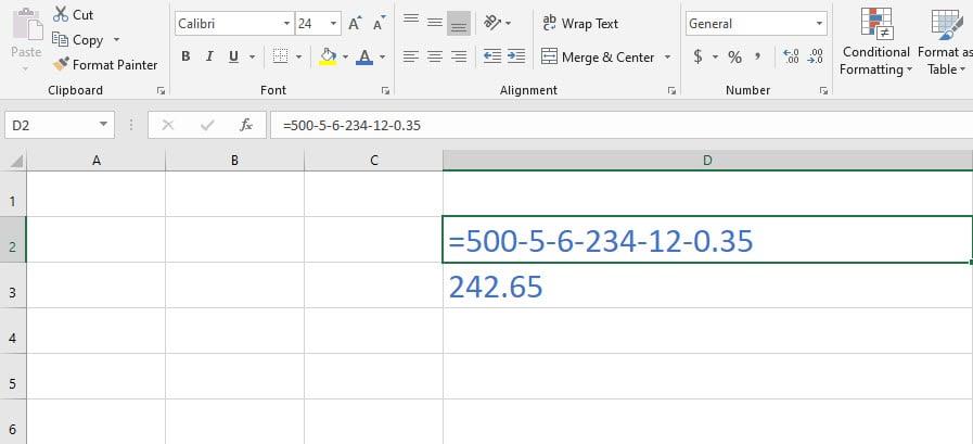 Excel 減算式の使用方法 – 6 つの最良の方法
