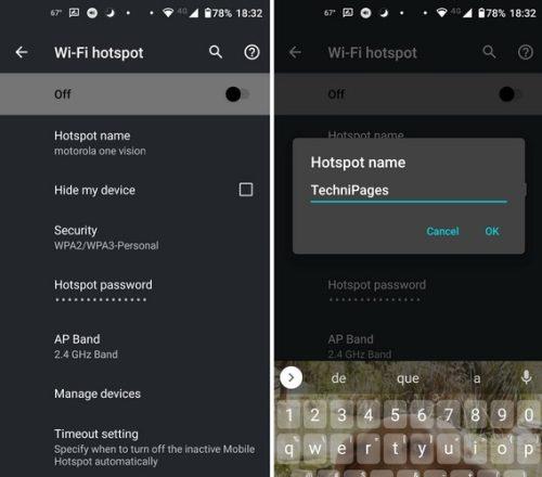 Android モバイル ホットスポット: パスワードと名前を変更する方法