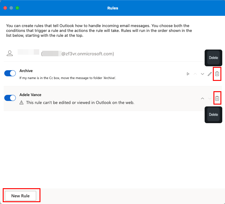 كيفية إصلاح قواعد Outlook غير مدعومة لهذا الحساب