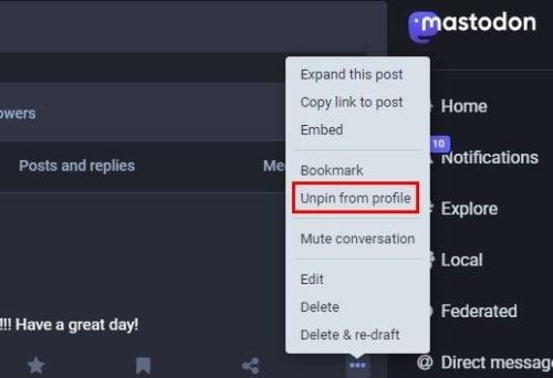 Comment épingler une publication dans Mastodon