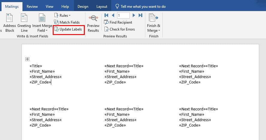 MS Word Mail Merge を使用して Excel からラベルを印刷する方法