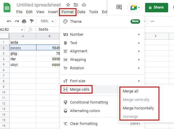 Google Sheets : comment fusionner facilement des cellules