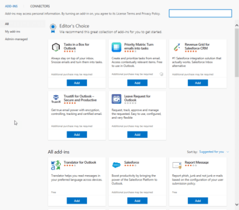 Outlook の [アドインを取得] ボタンがグレー表示されている: 2023 年の上位 5 つのソリューション