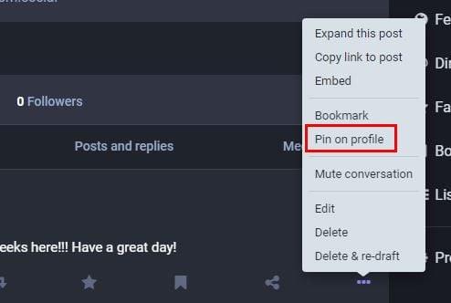 Comment épingler une publication dans Mastodon