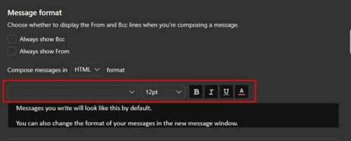 Cómo cambiar el tamaño y el color de la fuente en Outlook