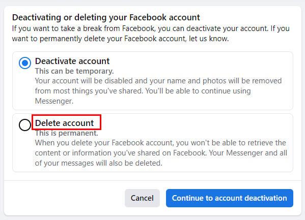 إلغاء تنشيط Facebook مقابل.  حذف: أيهما تختار ومتى؟