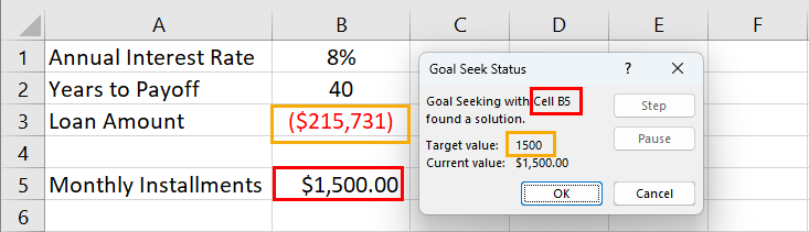 Excel でゴール シークを使用する方法 (実際の例を使用)