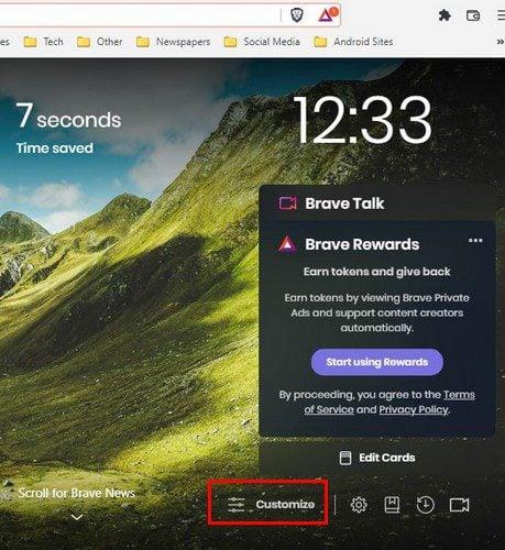 Brave Browser: como personalizar a página da nova guia