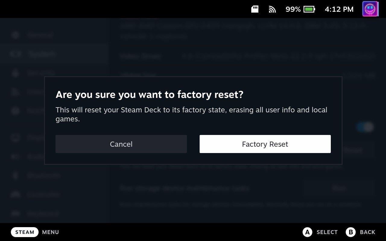 Comment réinitialiser Steam Deck