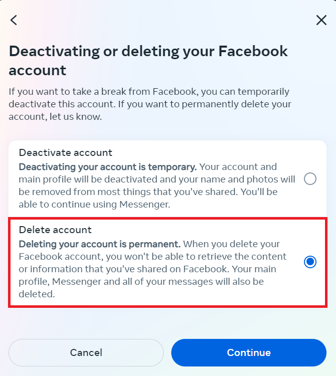 Wat gebeurt er met berichten wanneer u Facebook permanent verwijdert