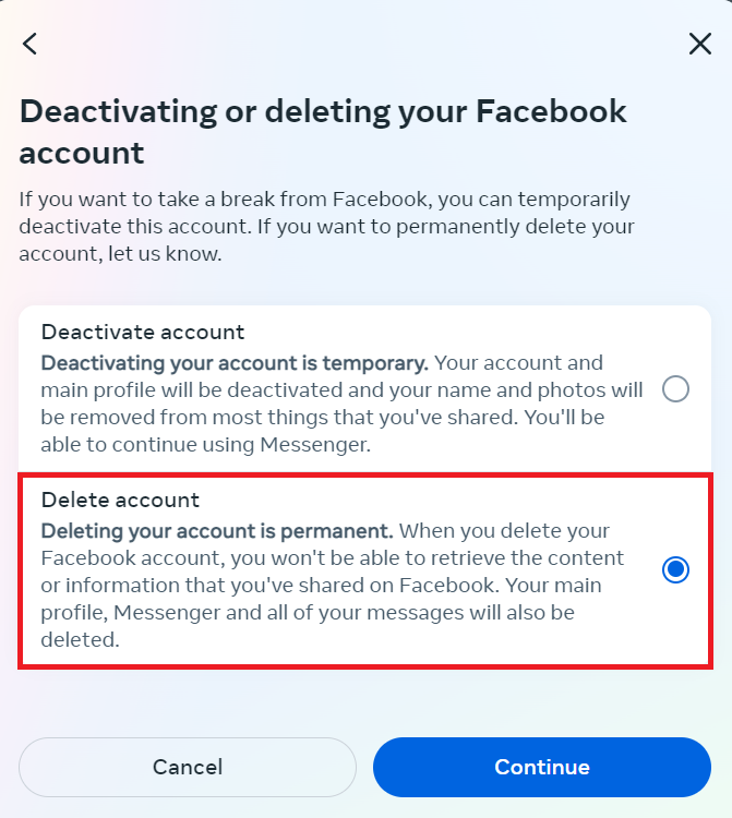 ماذا يحدث للرسائل عندما تحذف Facebook نهائيًا