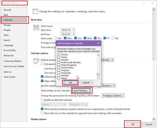 Windows 및 웹 앱에서 Outlook 일정에 공휴일을 추가하는 방법