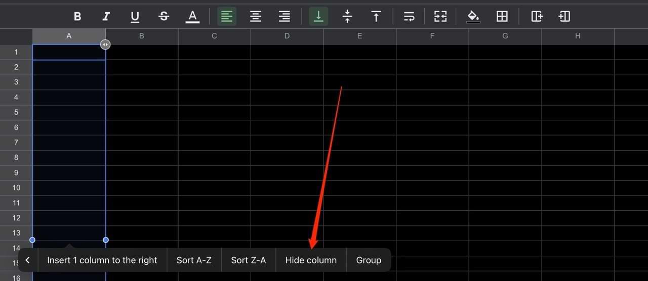 Rijen en kolommen verbergen en zichtbaar maken in Google Spreadsheets