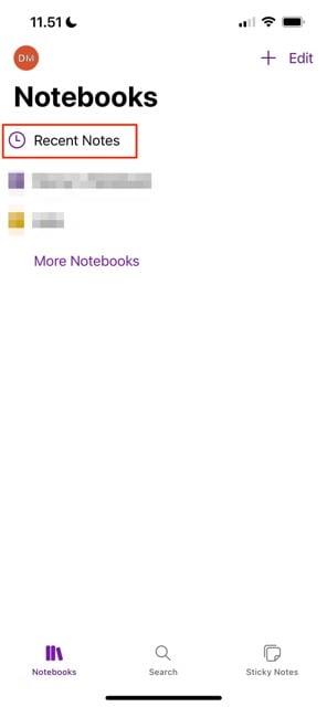 Como acessar notas recentes no OneNote