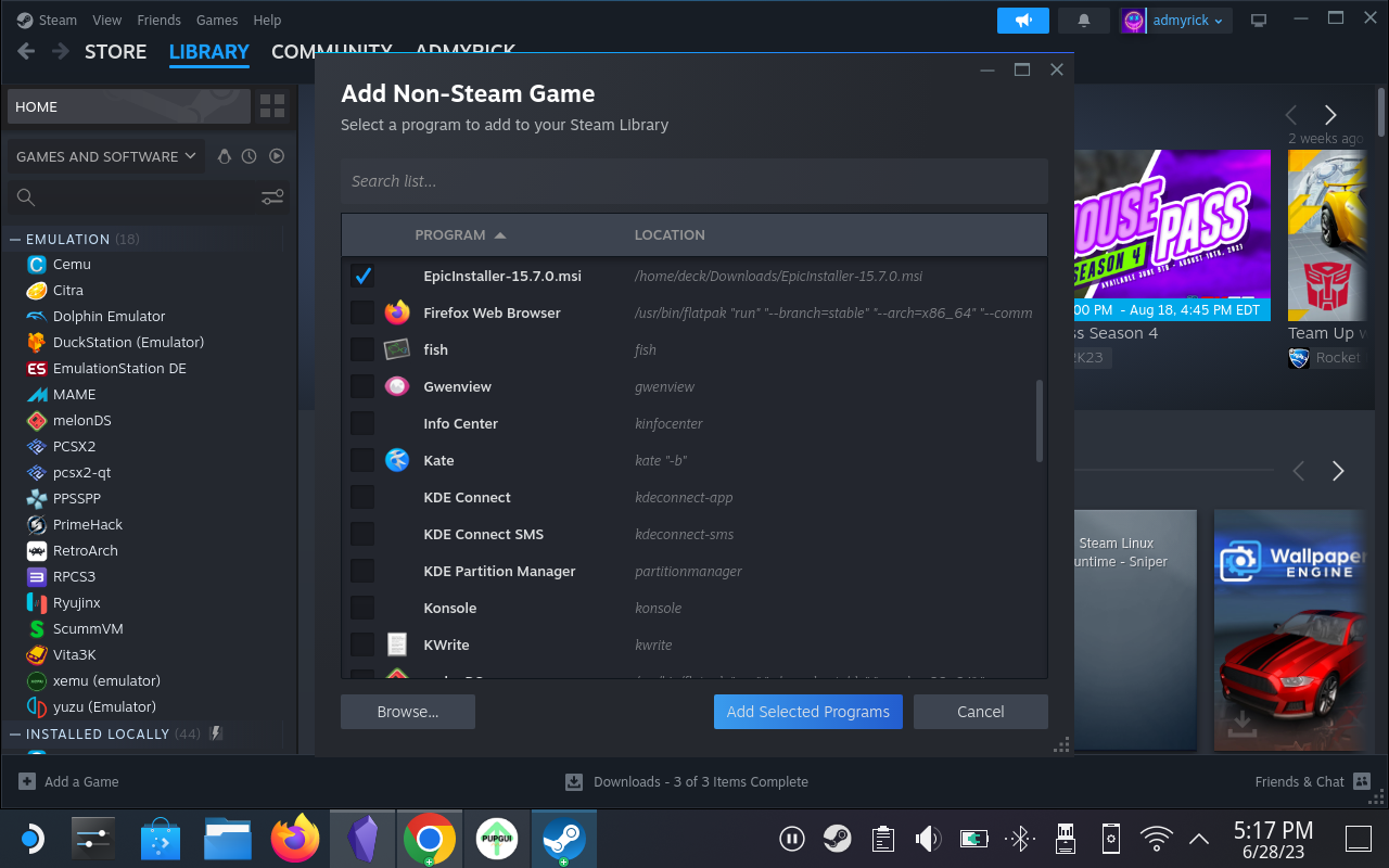 Steam Deck に Epic Games ストアをインストールする方法