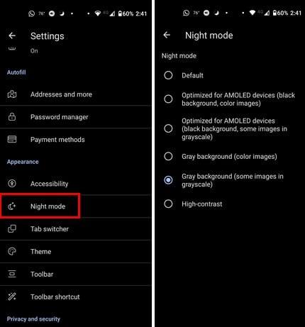 Kiwi pour Android : comment configurer les paramètres du mode nuit