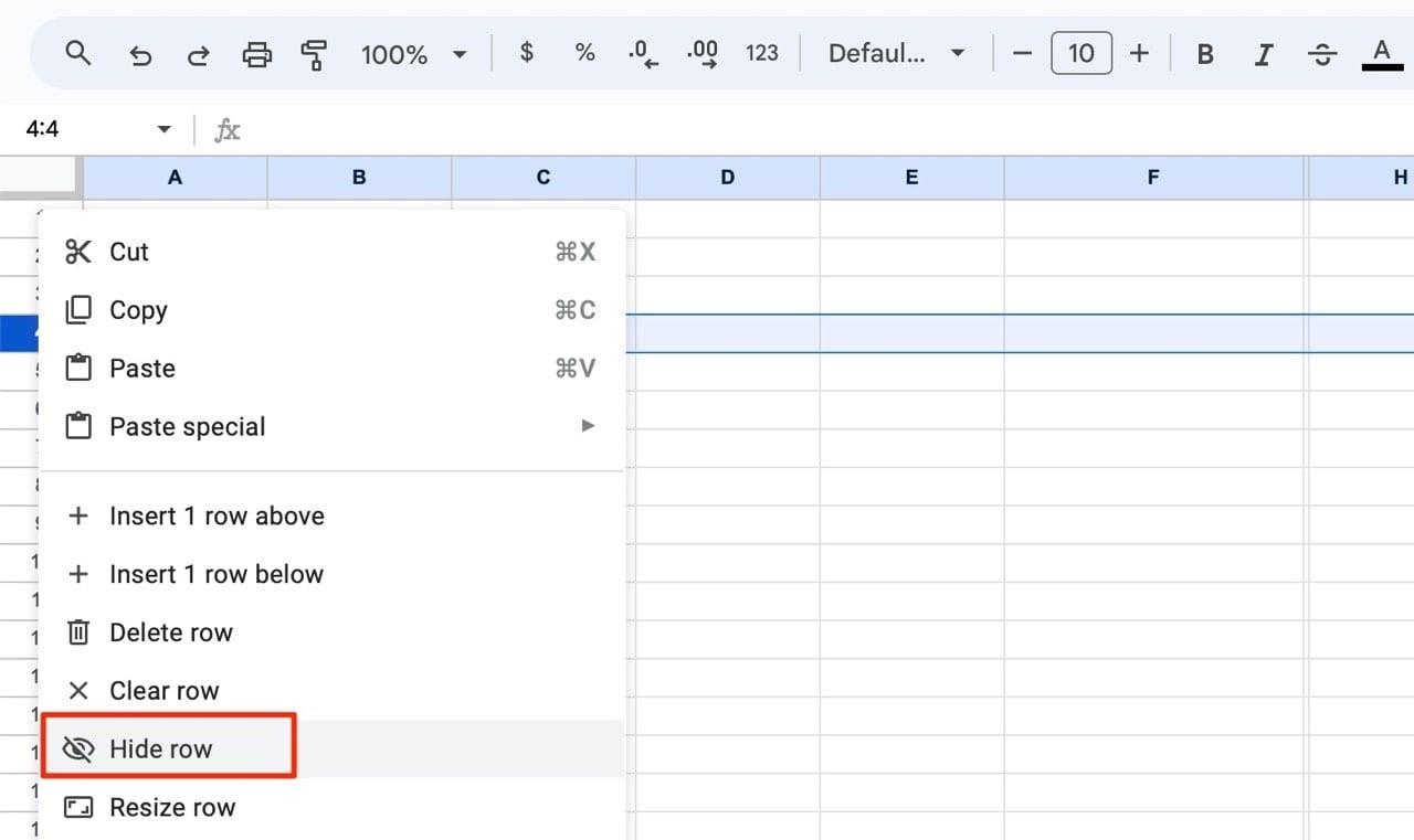 Rijen en kolommen verbergen en zichtbaar maken in Google Spreadsheets