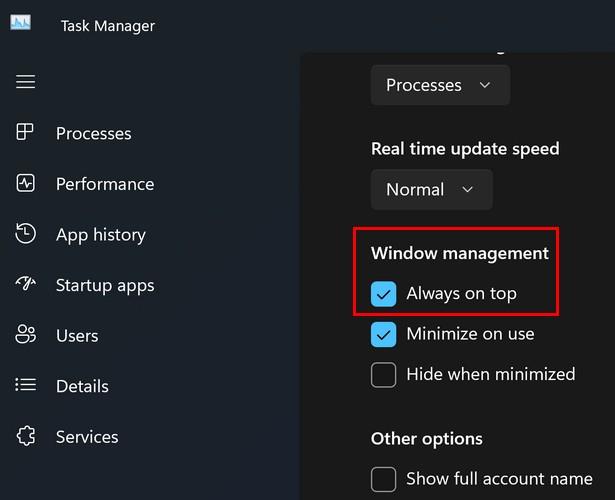 Windows 11에서 작업 관리자를 항상 상단에 유지하는 방법