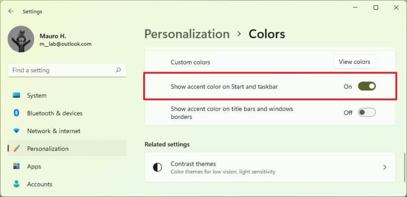 How to change Start menu and Taskbar color on Windows 11