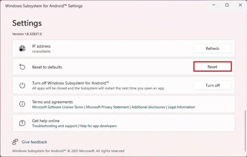 How to reset WSA to fix problems on Windows 11