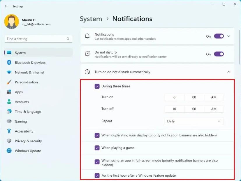 How to enable Do Not Disturb mode to stop notifications on Windows 11