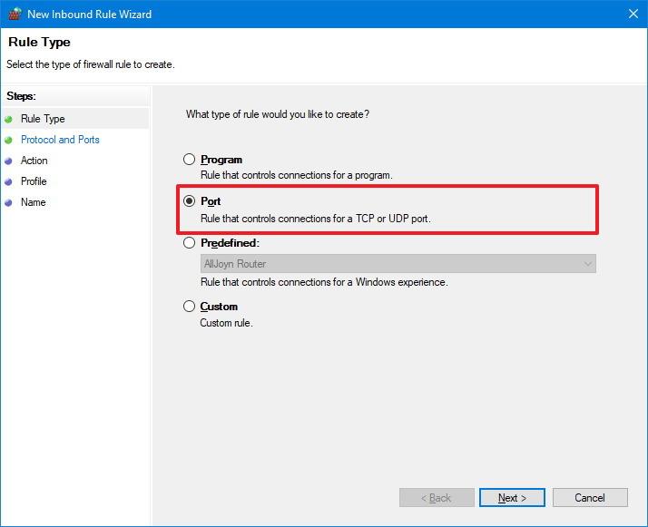 How to open firewall port on Windows 10