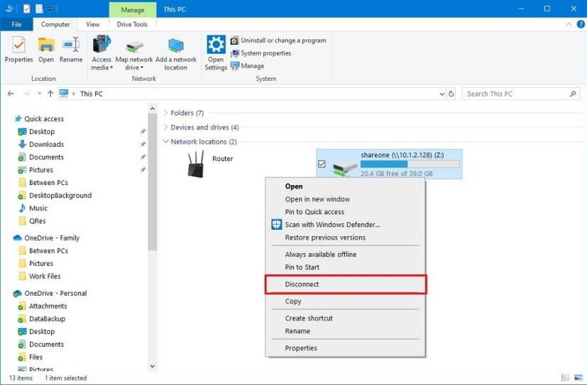 How to remove network drive on Windows 10