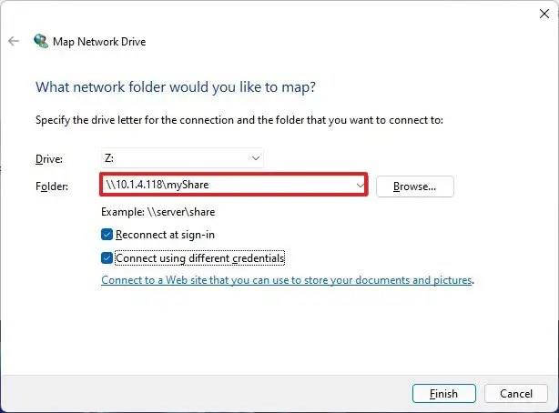 How to access network shared folder on Windows 11