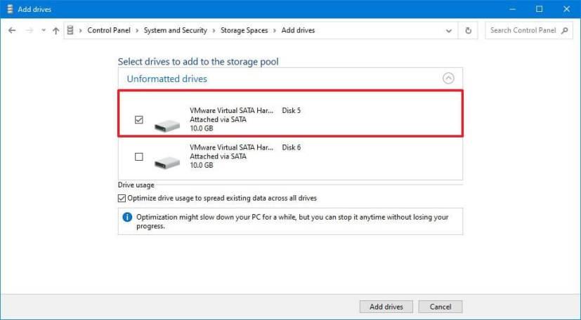 How to add drives to pool in Storage Spaces on Windows 10