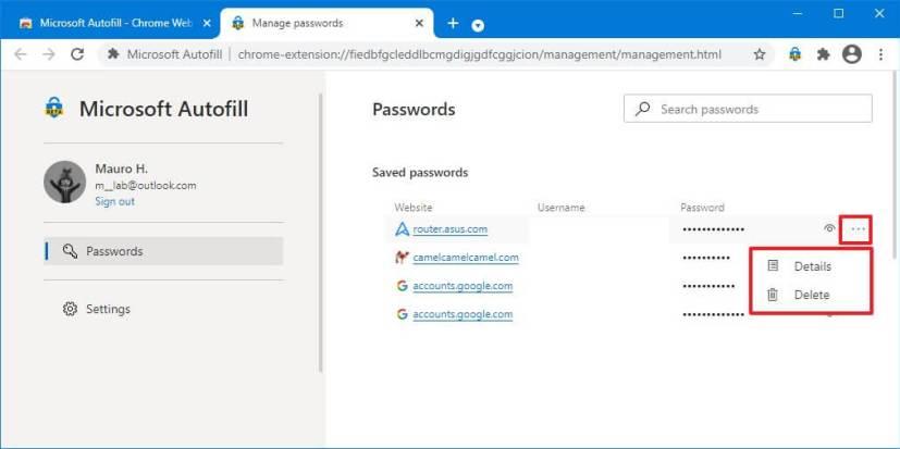 How to set up Microsoft Autofill password manager on Google Chrome