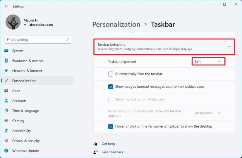 How to align Taskbar to the left on Windows 11