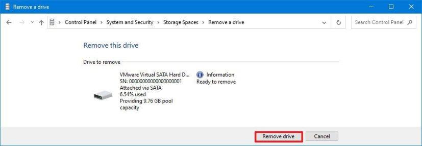 How to remove drive from pool in Storage Spaces on Windows 10