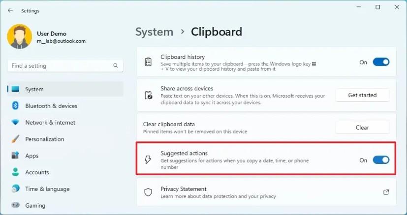 How to disable Suggested actions on Windows 11